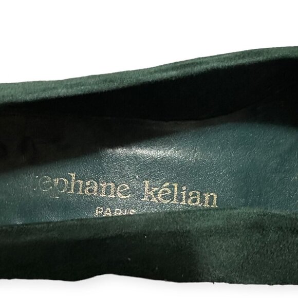 Stephane Kelian Vintage‎ Green Suede Pumps with Bow, Size 8 US, - Picture 10 of 13